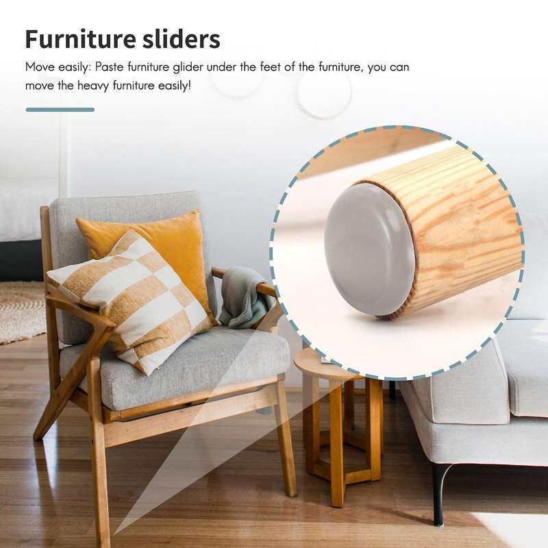 24 Pcs Furniture Sliders Gliders for Carpet Laminate Floor Sliders Self Adhesive Sofa Glider Pads F
