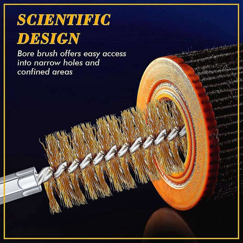 24 Pcs Bore Cleaning Brush Set Wire Bore Brush Set Stainless Steel Cleaning Brush for Power Drill Im