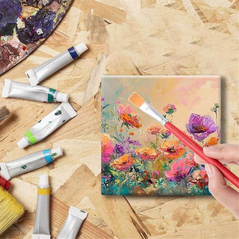 24 PCS Ceramic Tiles for Crafts Inches and Self-Adhesive Cork Mat ,Unglazed Ceramic Coasters for Cra