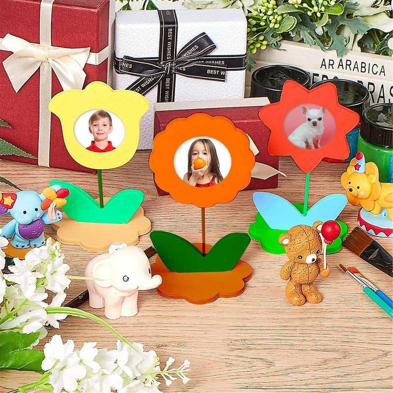 24 Pcs DIY Wood Flower Shape Picture Frames Unfinished Solid Wood Picture Frames Painting Crafts Wo
