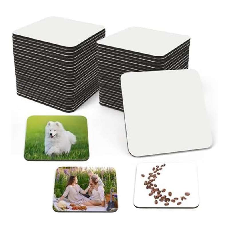 24 Pcs Sublimation Coasters Blank Mdf Cork Backed Heat Transfer Coasters for Diy Painting Art Crafts