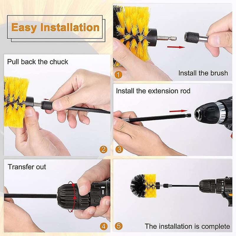 24 Piece Attachments Set, Sponge Cleaning Brush Drill Brushes for Grout, Tiles, Sinks, Bathtub, Bath