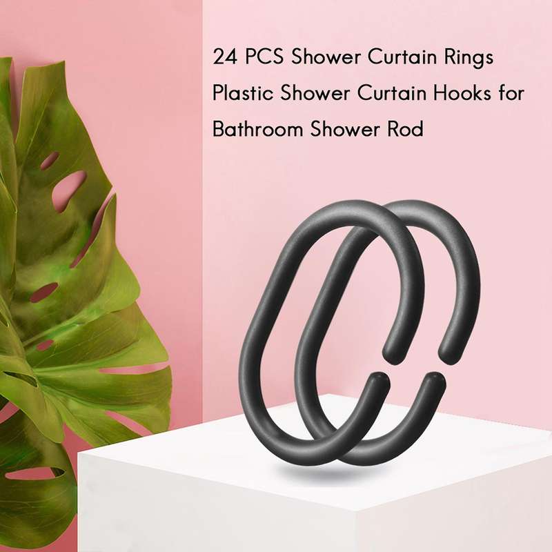 24 PCS Shower Curtain Rings Plastic Shower Curtain Hooks Compatible Bathroom Shower Rod