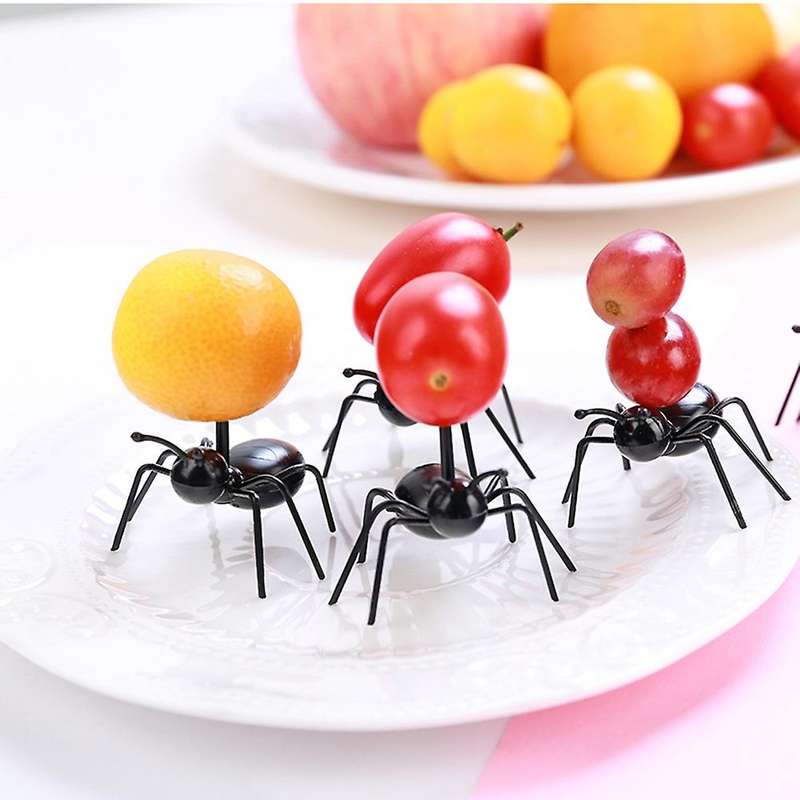 24 Pieces of Ant Food Fruit Fork Ant Shape Fork Snack Cake Dessert Tableware Home Kitchen Party Fork