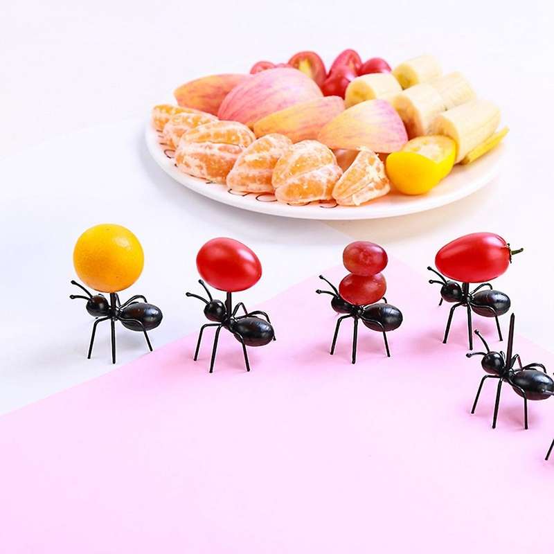 24 Pieces of Ant Food Fruit Fork Ant Shape Fork Snack Cake Dessert Tableware Home Kitchen Party Fork