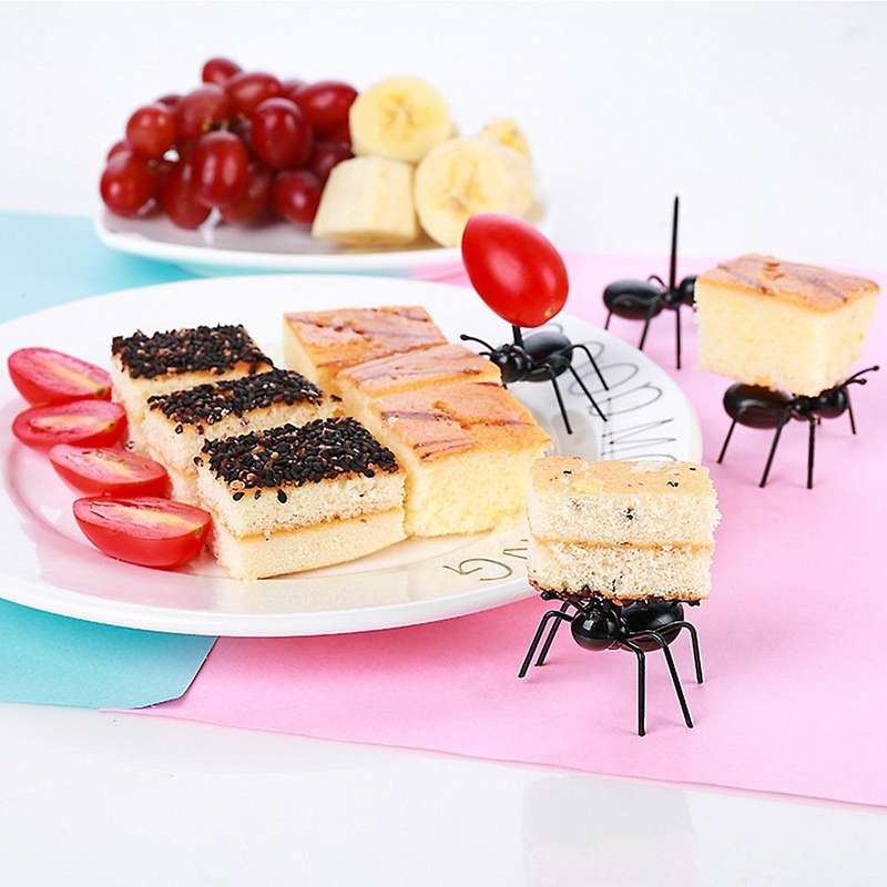 24 Pieces of Ant Food Fruit Fork Ant Shape Fork Snack Cake Dessert Tableware Home Kitchen Party Fork