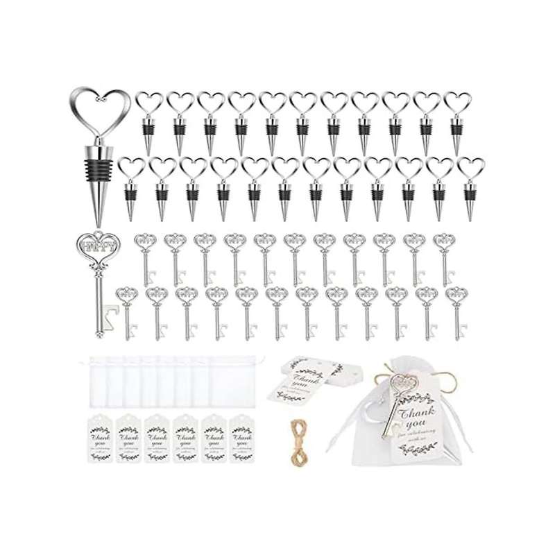 24 Pieces Key Bottle Opener and 24 Pieces Wine Cork Set,bottle Opener Key Ring,wedding Favours,weddi