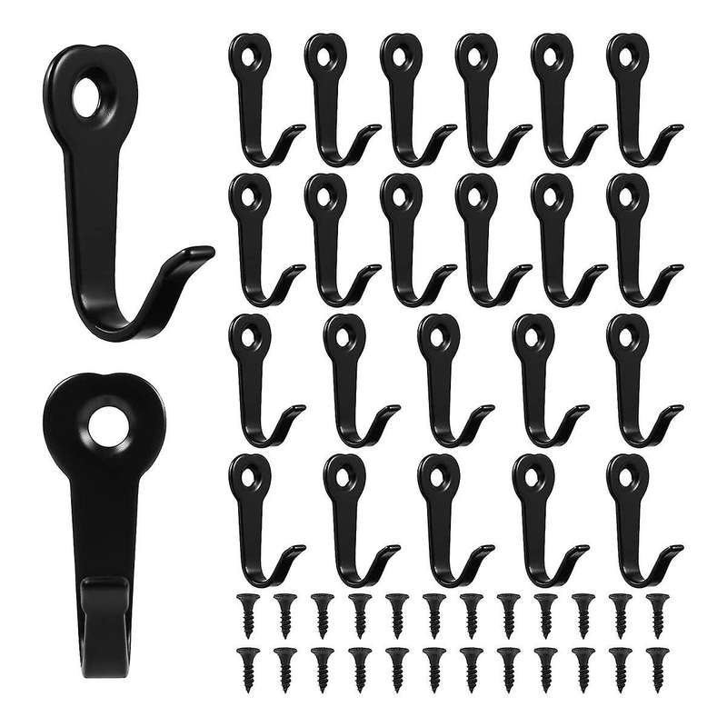 24 Piece Clothes with Screws, Heavy Clothes Hanger , Used for Wall Practical (Black)