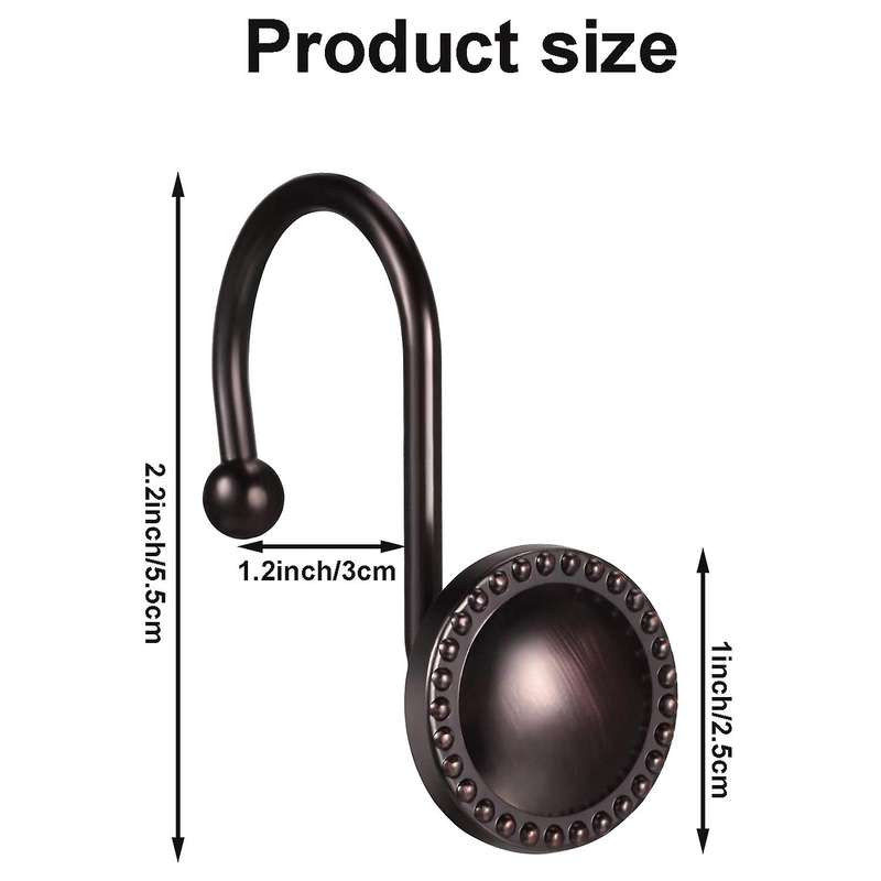 24 Pieces Antique Shower Curtain Hooks Beaded Circle Hook Rust Resistant Shower Hooks Rings for Bat