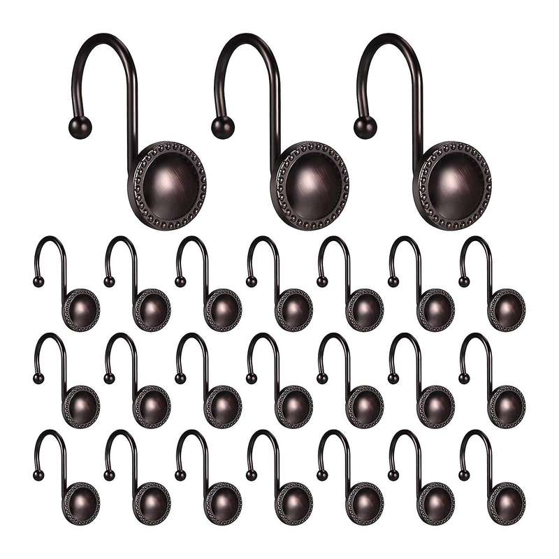 24 Pieces Antique Shower Curtain Hooks Beaded Circle Hook Rust Resistant Shower Hooks Rings for Bat