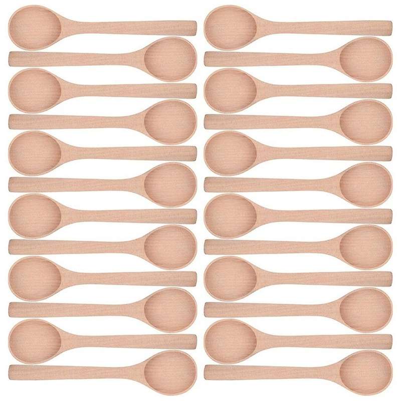 24 Pieces 6.7 Inch Wooden Spoons Condiments Salt Spoons Wooden Oval Spoons Wooden Mixing Spoons (wo