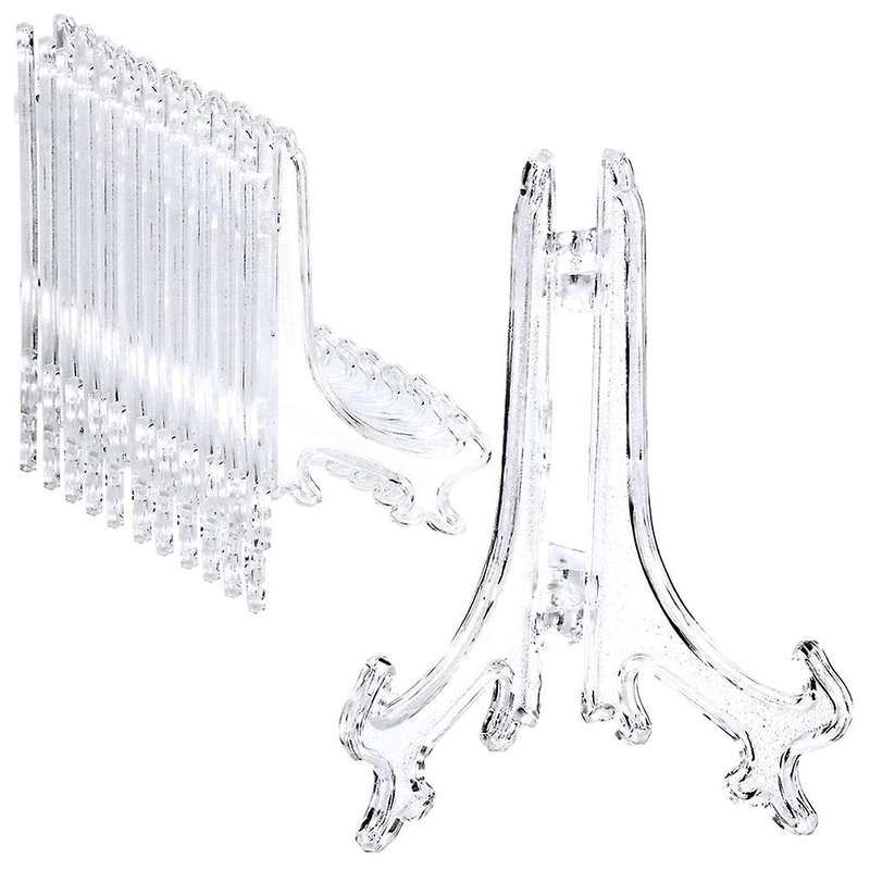 24 Pieces Plastic Easel Plate Display Stands Holders Easel At Weddings, (clear, 4 Inch)