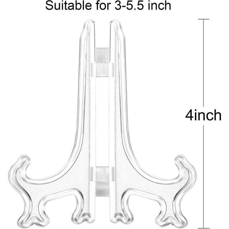 24 Pieces Plastic Easel Plate Display Stands Holders Easel At Weddings, (clear, 4 Inch)