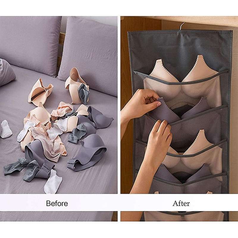 24 Pocket Wardrobe Hanging Socks Bra Underwear Bag Storage Pouch Organizer