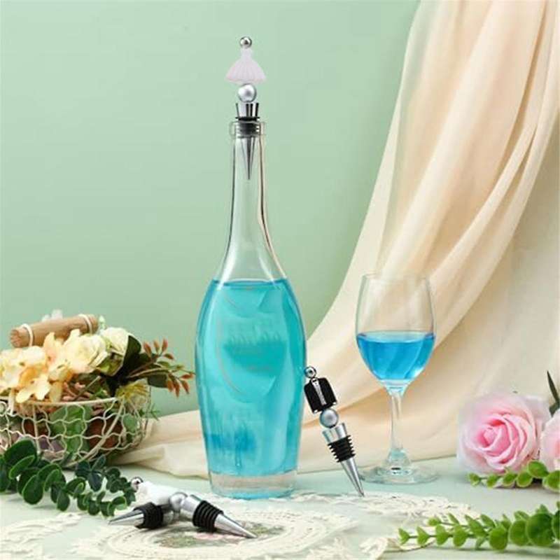 24 Sets Wedding Beadable Wine Bottle Stoppers Bride and Groom Beadable Items for Wedding Engagement