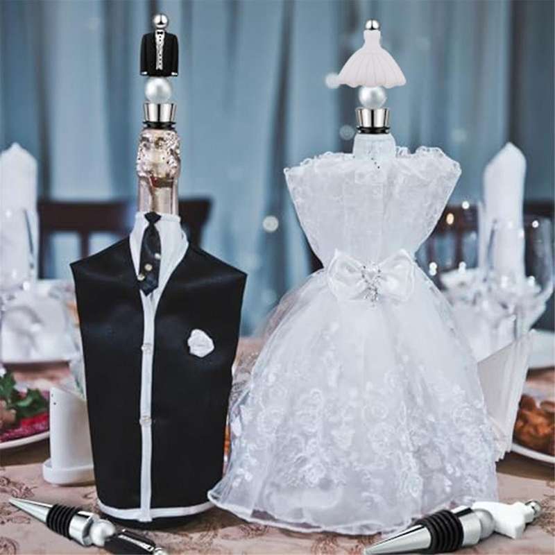 24 Sets Wedding Beadable Wine Bottle Stoppers Bride and Groom Beadable Items for Wedding Engagement