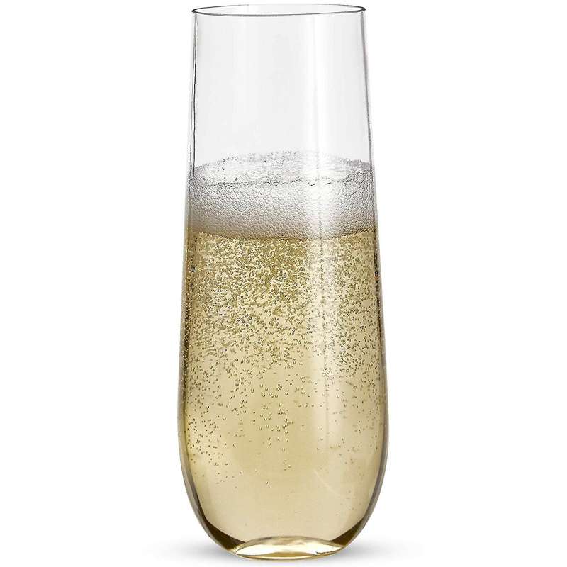 24 Stemless Plastic Champagne - 9 Plastic Champagne Glasses Clear Unbreakable Toasting Glasses Disp