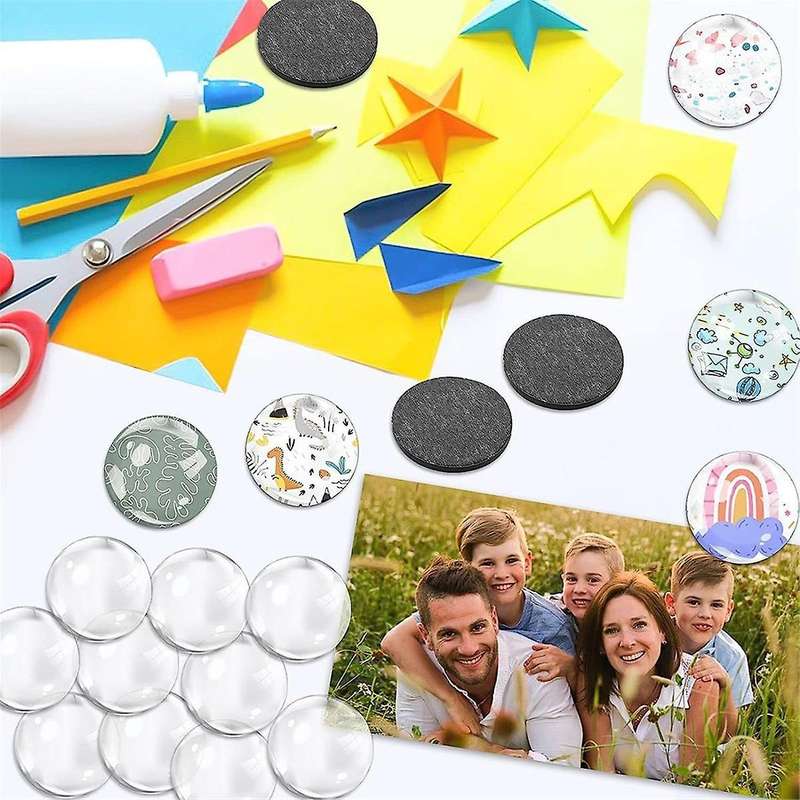 24 Sets Craft Fridge Magnet Glass Ceramic Magnet with Adhesive Backing and Transparent Clear Glass D