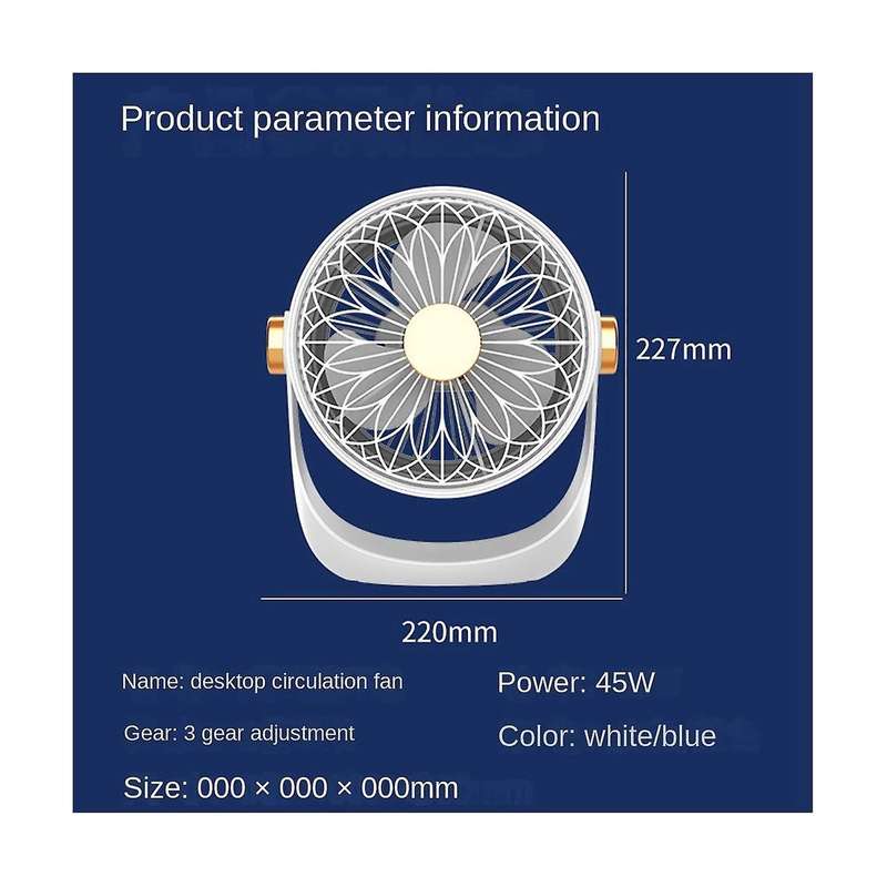 2400MAh Table Wall Air Circulation Electric Fan USB Rechargeable Wall Mountable Cooling Ventilator