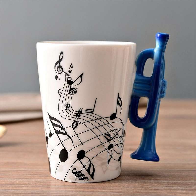 240Ml, Music Ceramic Mug Cute Coffee Tea Milk Stave Mugs and Cups with Handle Novelty Gifts,Wooden G