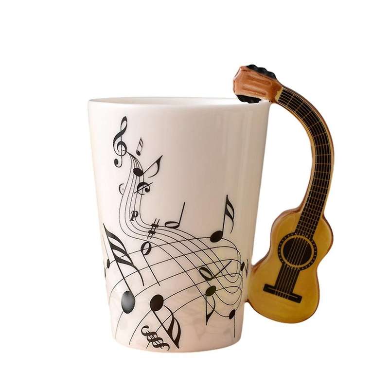 240Ml, Music Ceramic Mug Cute Coffee Tea Milk Stave Mugs and Cups with Handle Novelty Gifts,Wooden G