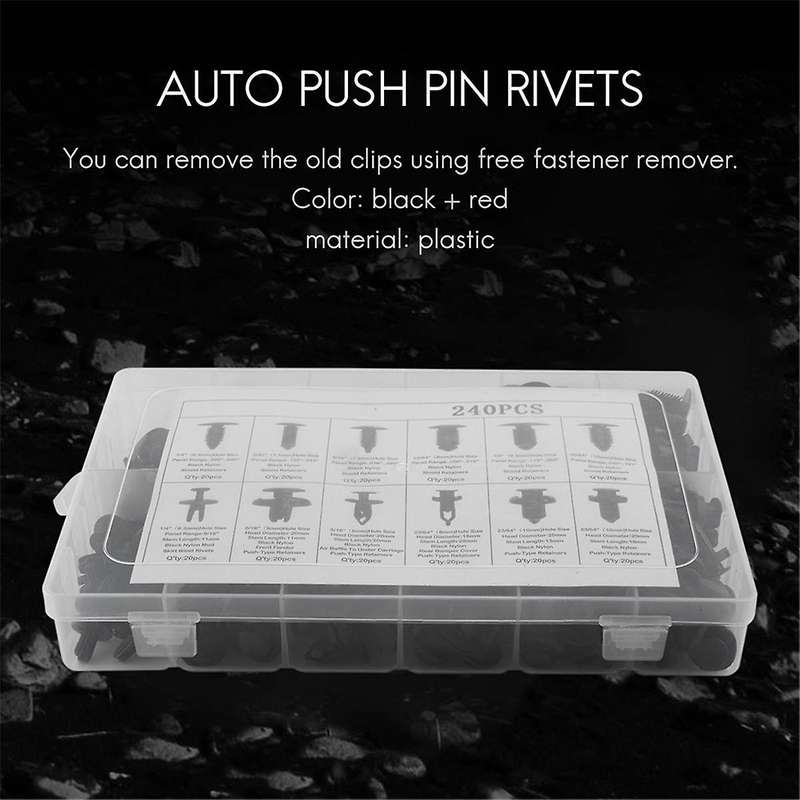 240Pc Bumper Retainer Clips Car Rivets Fasteners Push Retainer Kit Auto Push Pin Rivets Set Door Tri