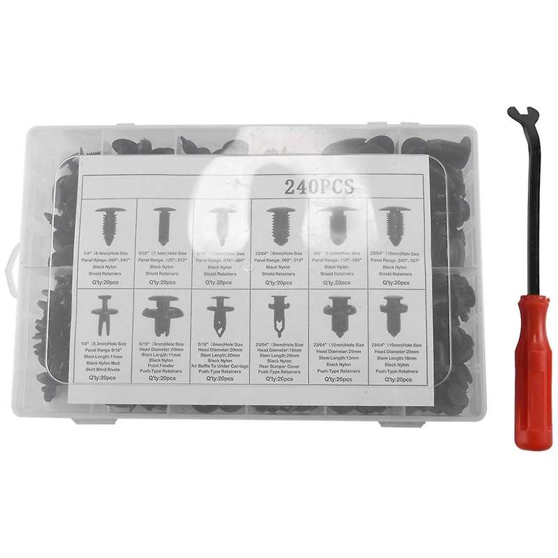 240Pc Bumper Retainer Clips Car Rivets Fasteners Push Retainer Kit Auto Push Pin Rivets Set Door Tri