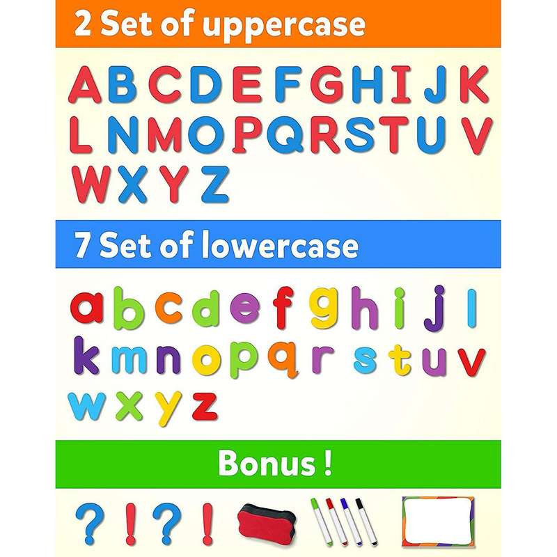 244 Pcs Magnetic Letters Numbers Set, Uppercase Lowercase Foam Alphabet ABC 123 Fridge Magnets, Edu