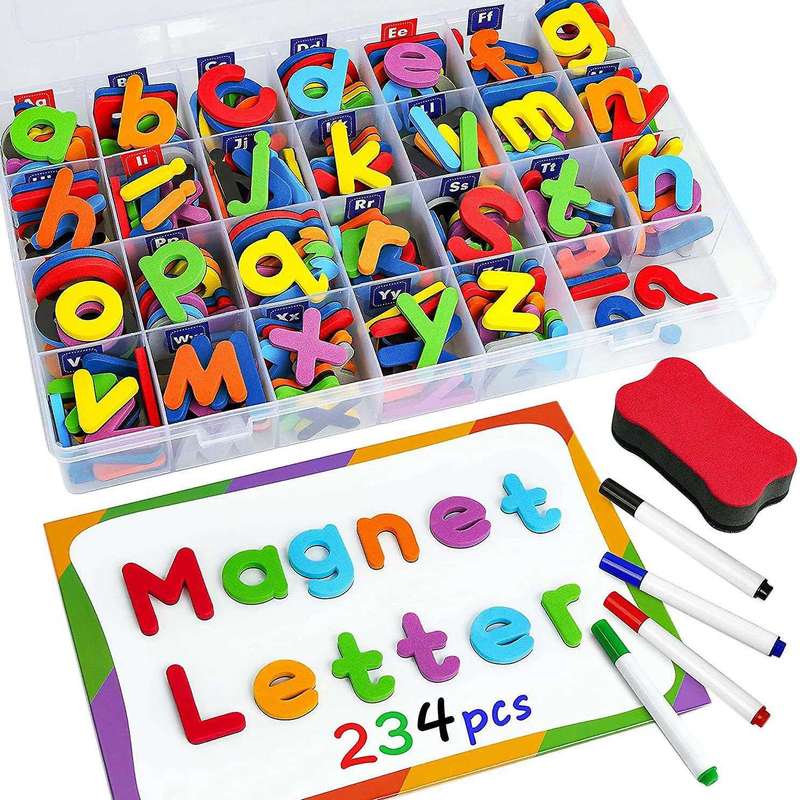 244 Pcs Magnetic Letters Numbers Set, Uppercase Lowercase Foam Alphabet ABC 123 Fridge Magnets, Edu