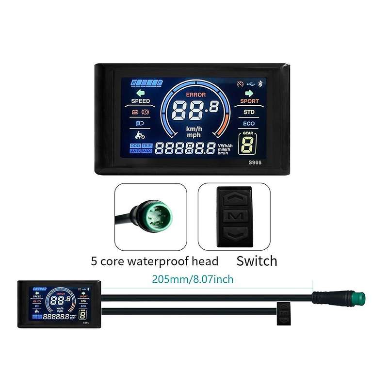 24-72V E-Bike LCD-S966 Colorful Display Control Panel with NFC Function Waterproof Plug Electric Bi