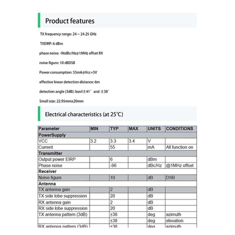 24G Millimeter Wave Radar Sensor LD116 Intelligent Low Power Human Body Sensor Module Movement Detec
