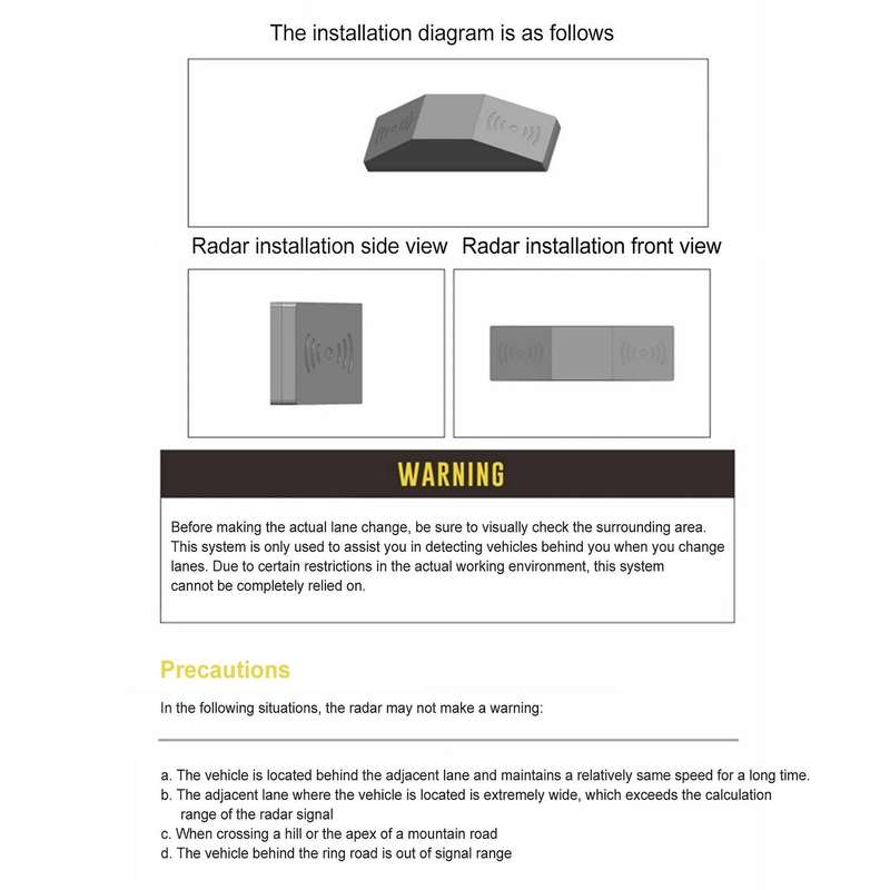 24GHz Millimeter Wave Sensor Change Assist System BSD Blind Spot Monitoring Motorcycle Blind Spot D