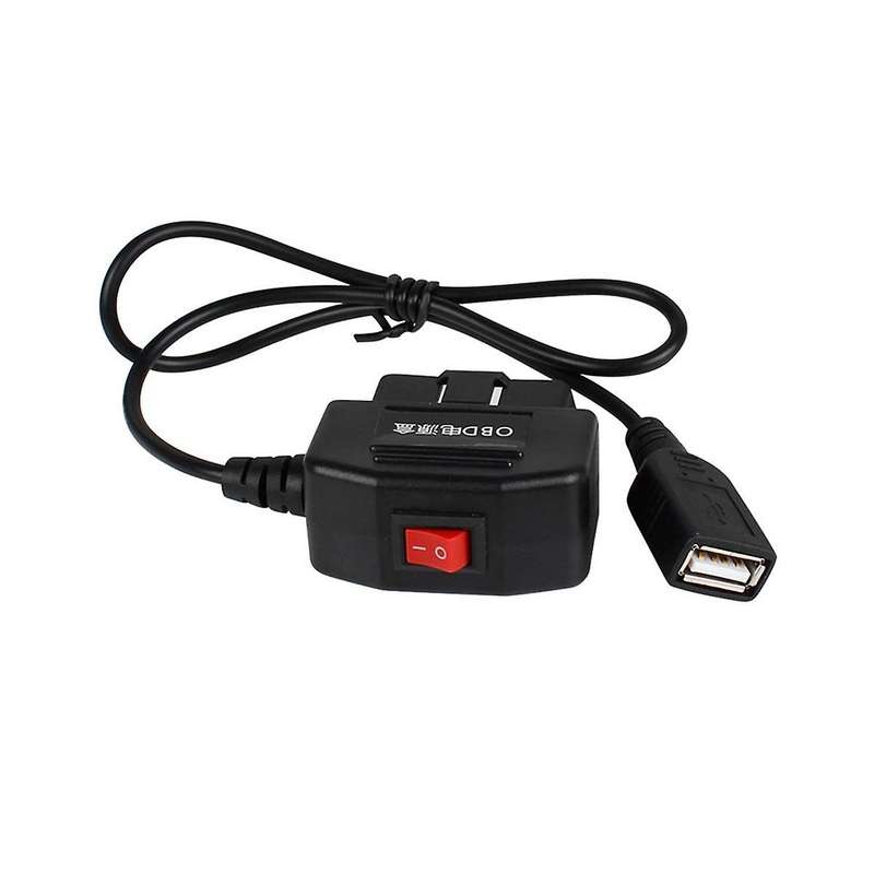24hours 5v 3a Usb Car Charge Cable Obd Hardwire Kit with Switch 0.5meter Wire for Dash Cam Camcorde