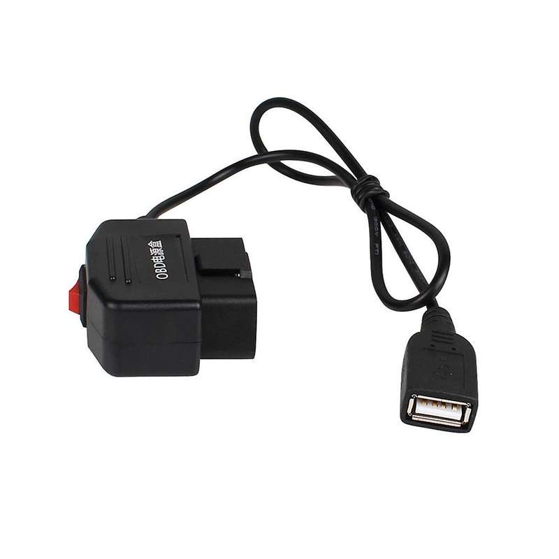 24hours 5v 3a Usb Car Charge Cable Obd Hardwire Kit with Switch 0.5meter Wire for Dash Cam Camcorde