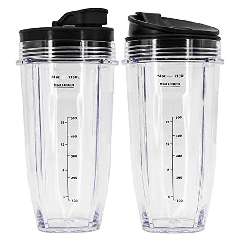 24Oz Cups Compatible for Auto IQ Series Blender,Pro Replacement Parts with 2 Type Lids,7Fins Extract