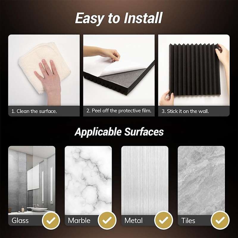 24Pack 2X12X12Inch Self-Adhesive Acoustic Foam Panels, Pyramid Designed Sound Pannels for Home and