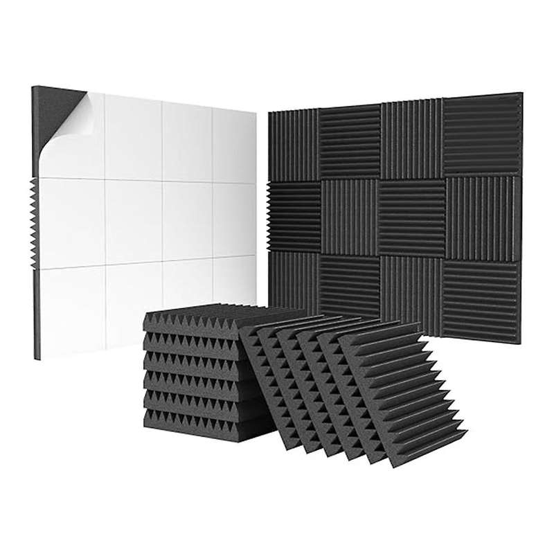 24Pack 2X12X12Inch Self-Adhesive Acoustic Foam Panels, Pyramid Designed Sound Pannels for Home and