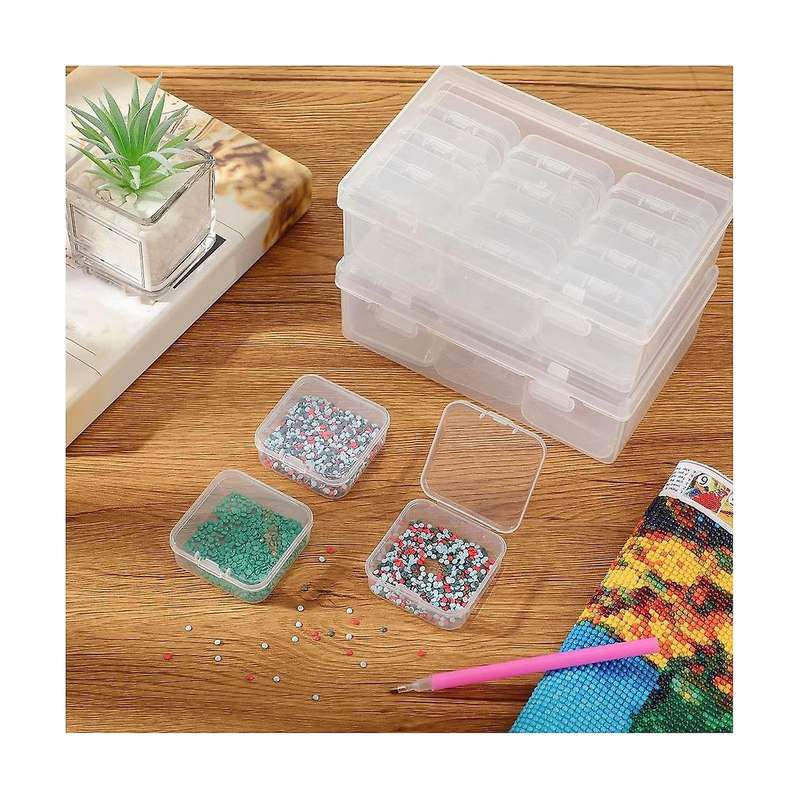 24pc Small Bead Organizer Plastic Storage Containers Clear Storage Case Craft Containers with 2pc H