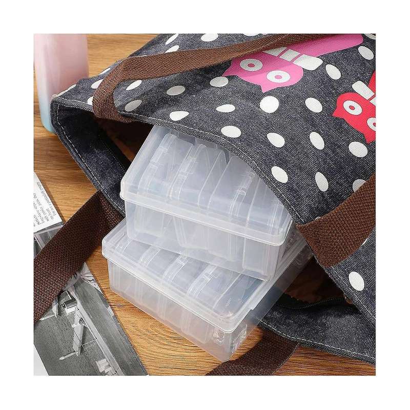 24pc Small Bead Organizer Plastic Storage Containers Clear Storage Case Craft Containers with 2pc H