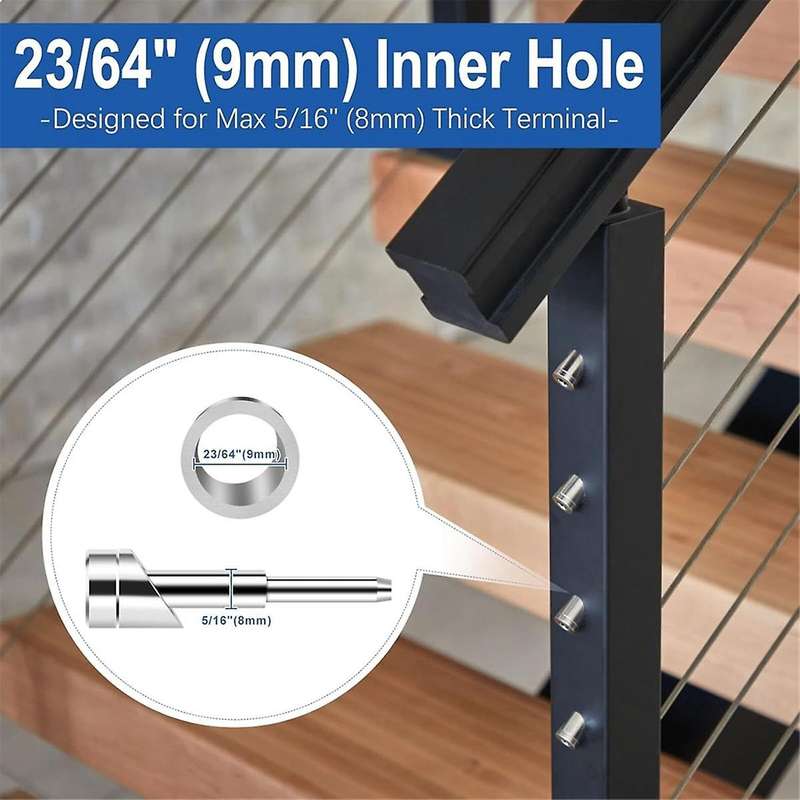 24Pack Beveled Angle Washers 9mm, 33 Handrail Angle Washer Max for 8mm Cable Railing Hardware Kit,