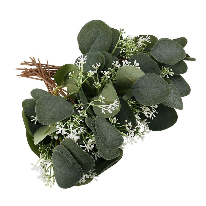24pcs Artificial Seeded Eucalyptus Leaves Stems Faux Silver Dollar Eucalyptus Plant Branches for We