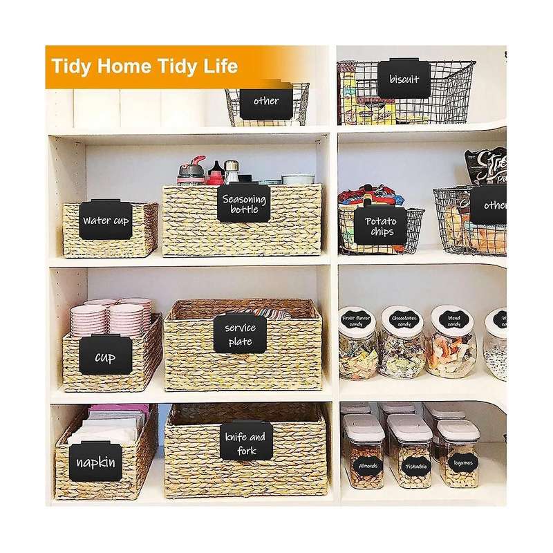 24pcs Basket Labels, Premium Bin Basket Labels Clip On, Pantry Basket Labels Tags for Storage Bins