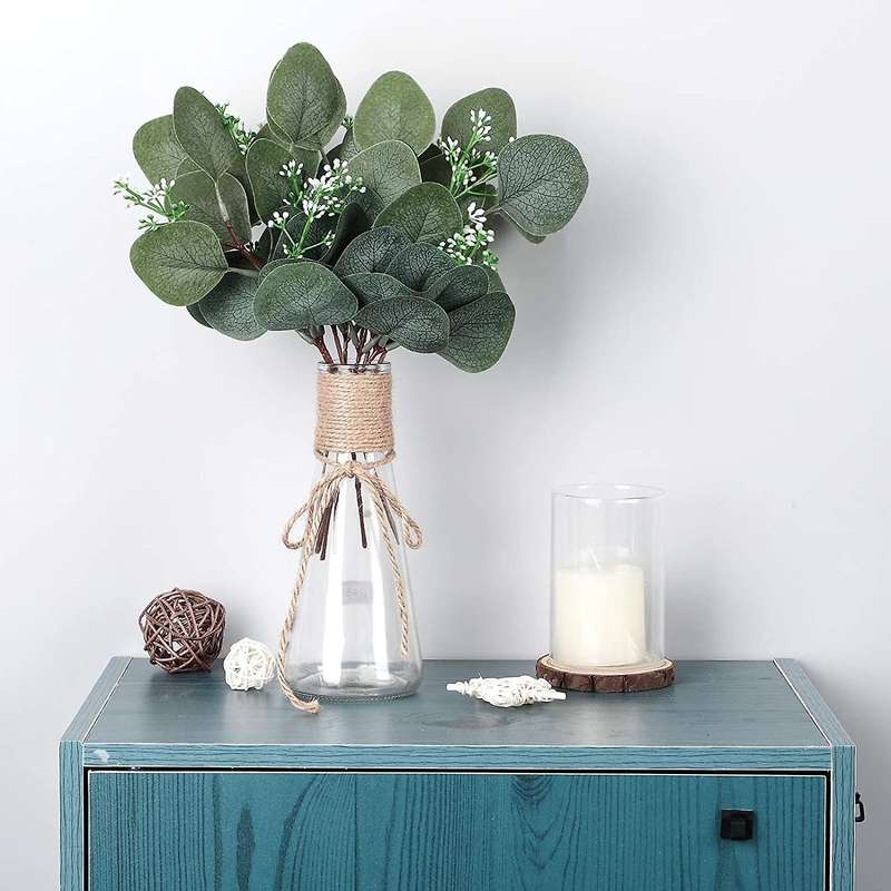 24Pcs Artificial Eucalyptus Leaves Stems Faux Eucalyptus Greenery Plant for Bouquet Vase Filler Home