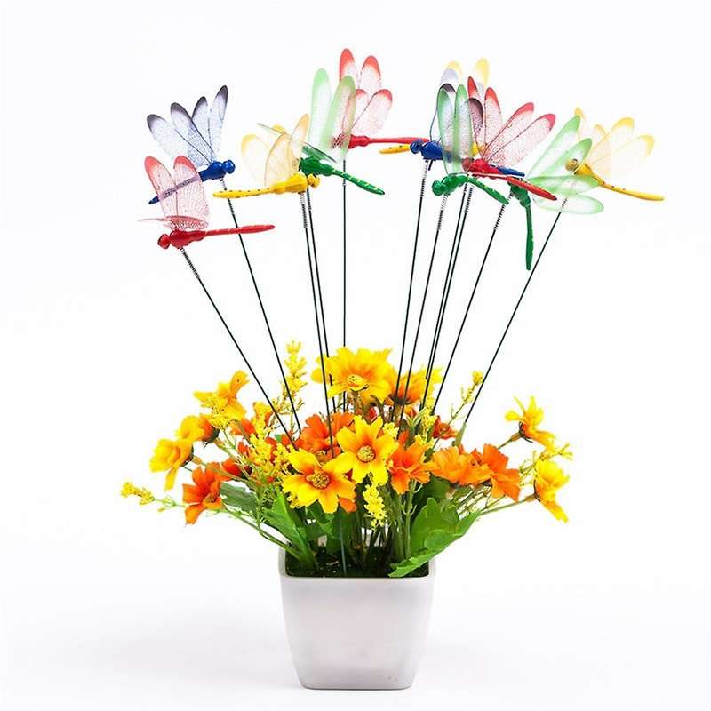 24pcs 3d Dragonfly Garden Decor Dragon Fly Garden Stakes Dragonflies Garden Ornaments Patio Decorat