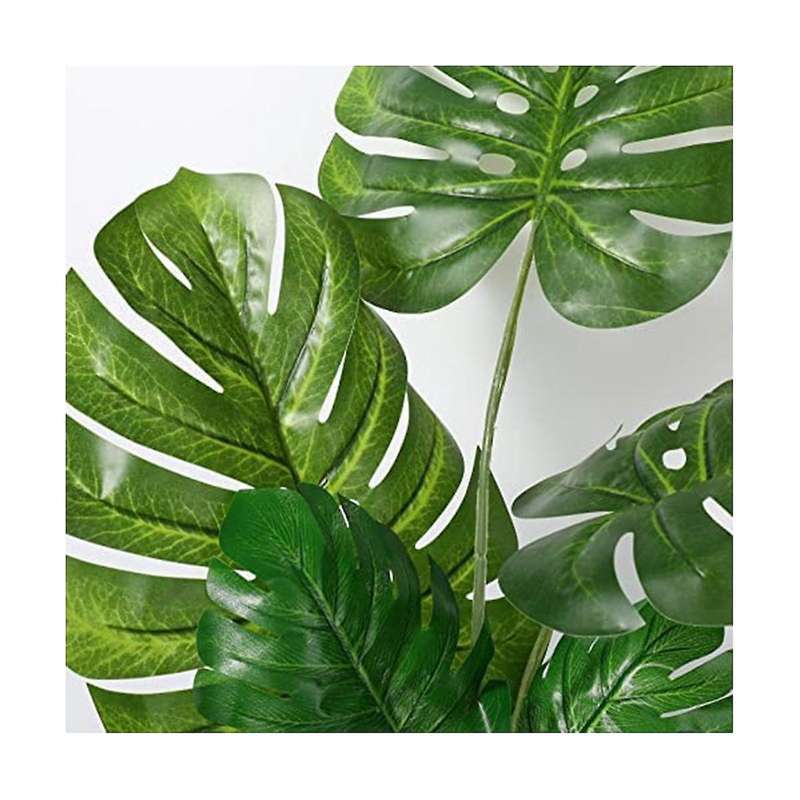 24pcs Artificial Palm Leaves with Stems Faux Turtle Leaf Uv Resistant Tropical Plants for Party Ind