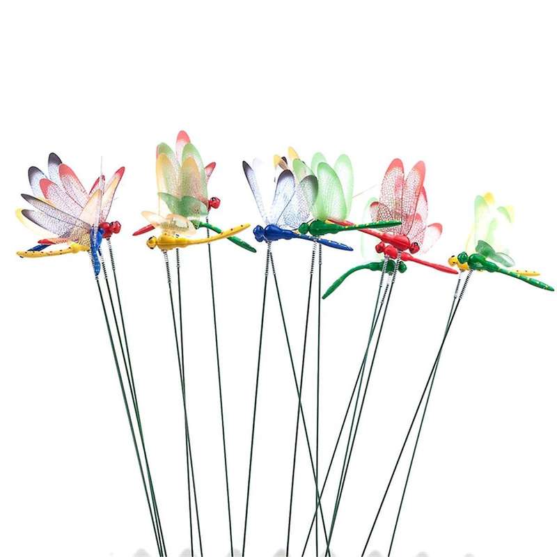 24Pcs 3D Dragonfly Garden Decor Dragon Fly Garden Stakes Dragonflies Garden Ornaments Patio Decorati