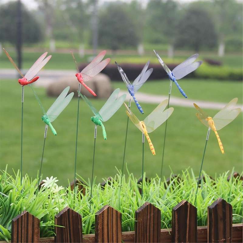 24Pcs 3D Dragonfly Garden Decor Dragon Fly Garden Stakes Dragonflies Garden Ornaments Patio Decorati