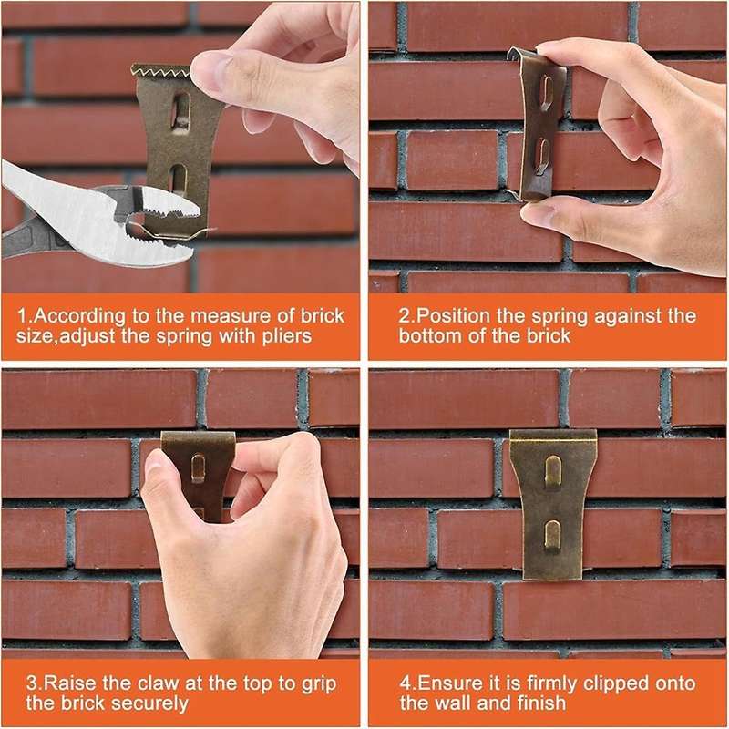 24pcs Brick Wall Clips Brick Hook Clips Steel Brick Hanger Heavy Duty Metal Hangers for Hanging Outd