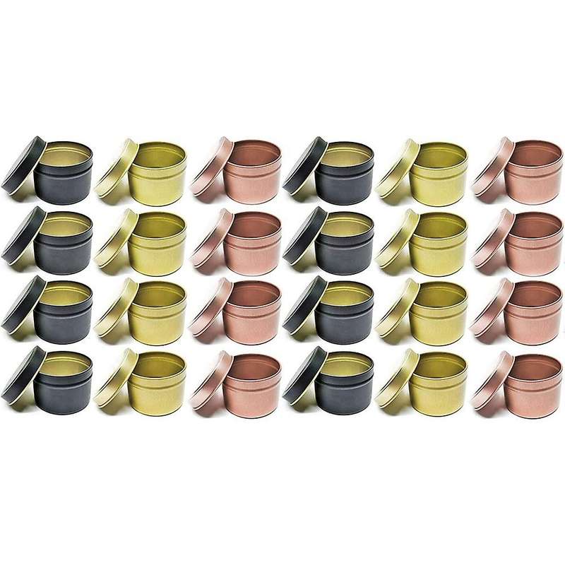 24Pcs Candle Tins for DIY Candle, Candle Container Tins for Candle Making Gold Rose Gold Black Tins