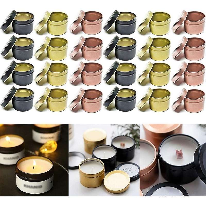 24Pcs Candle Tins for DIY Candle, Candle Container Tins for Candle Making Gold Rose Gold Black Tins